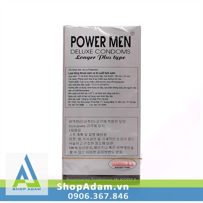 Bao cao su Cá Ngựa POWER MEN Longer Plus Type chống xuất tinh sớm