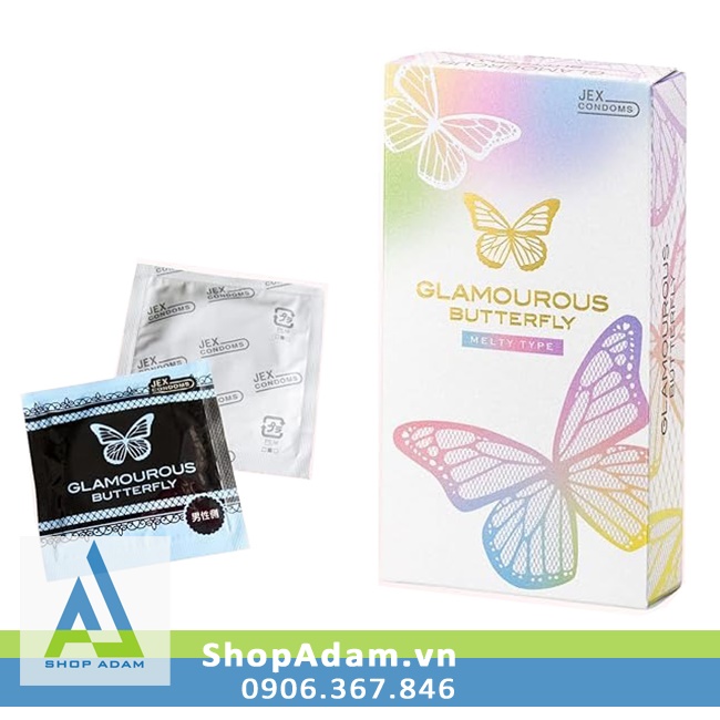 Bao cao su dành cho nam mỏng trơn Jex Glamorous Butterfly Melty - 10s 