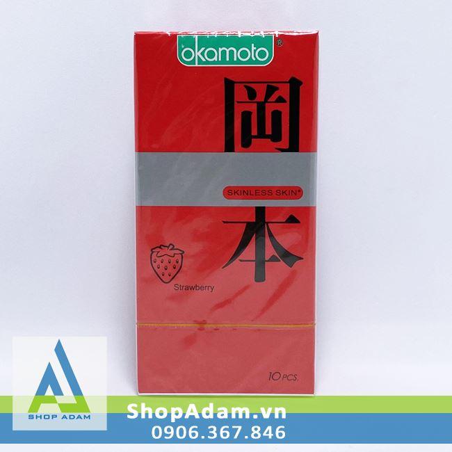 Bao cao su hương dâu Okamoto Strawberry (Hộp 10 chiếc)