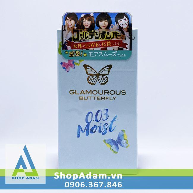 Bao cao su siêu mỏng Jex Glamourous Butterfly 0.03 Moist (Hộp 10 chiếc) 