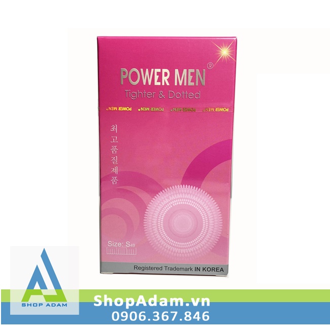 Bao cao su size nhỏ 49mm có gai nổi nhẹ Power Men Power Men Tighter Dotted (H12) 