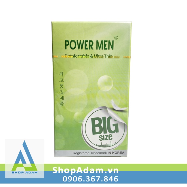 Bao cao su size to 55mm mỏng trơn Power Men Comfortable Ultra Thin (H12)