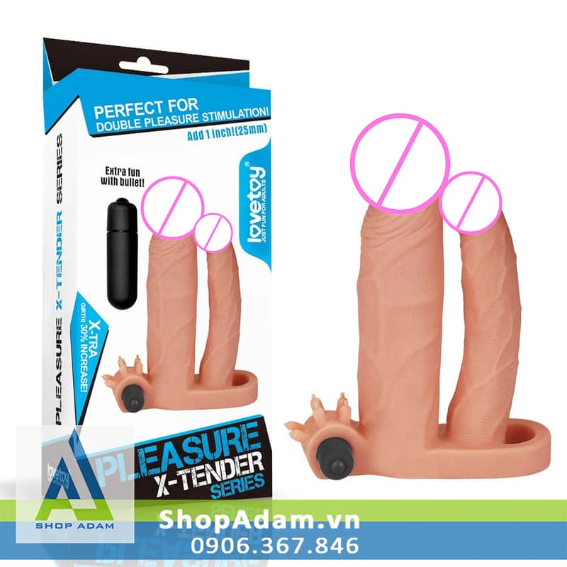 Bao đôn dên tăng 25mm 2 đầu có rung và quai đeo Lovetoy X-Tender 