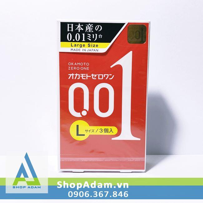 Bcs Okamoto 0.01 Large Size siêu mỏng cỡ lớn (Hộp 3 chiếc) 