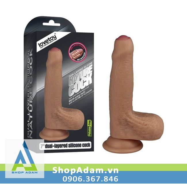 Cu giả cho nữ gắn tường silicone 2 lớp mềm mại như thật Lovetoy Nature Cock