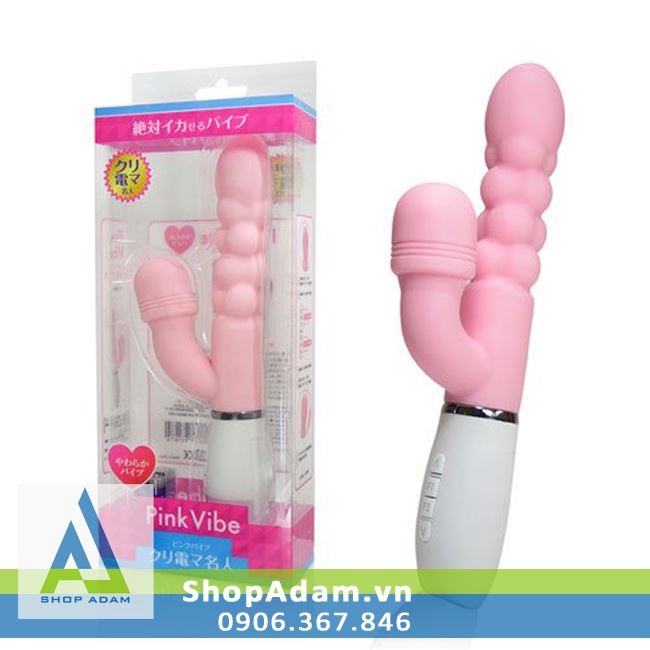 Dương vật giả có gai siêu rung Pink Vibe Nhật Bản