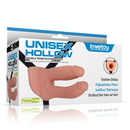 Dương vật giả dây đeo hai nhánh rỗng ruột Lovetoy Unisex Hollow 