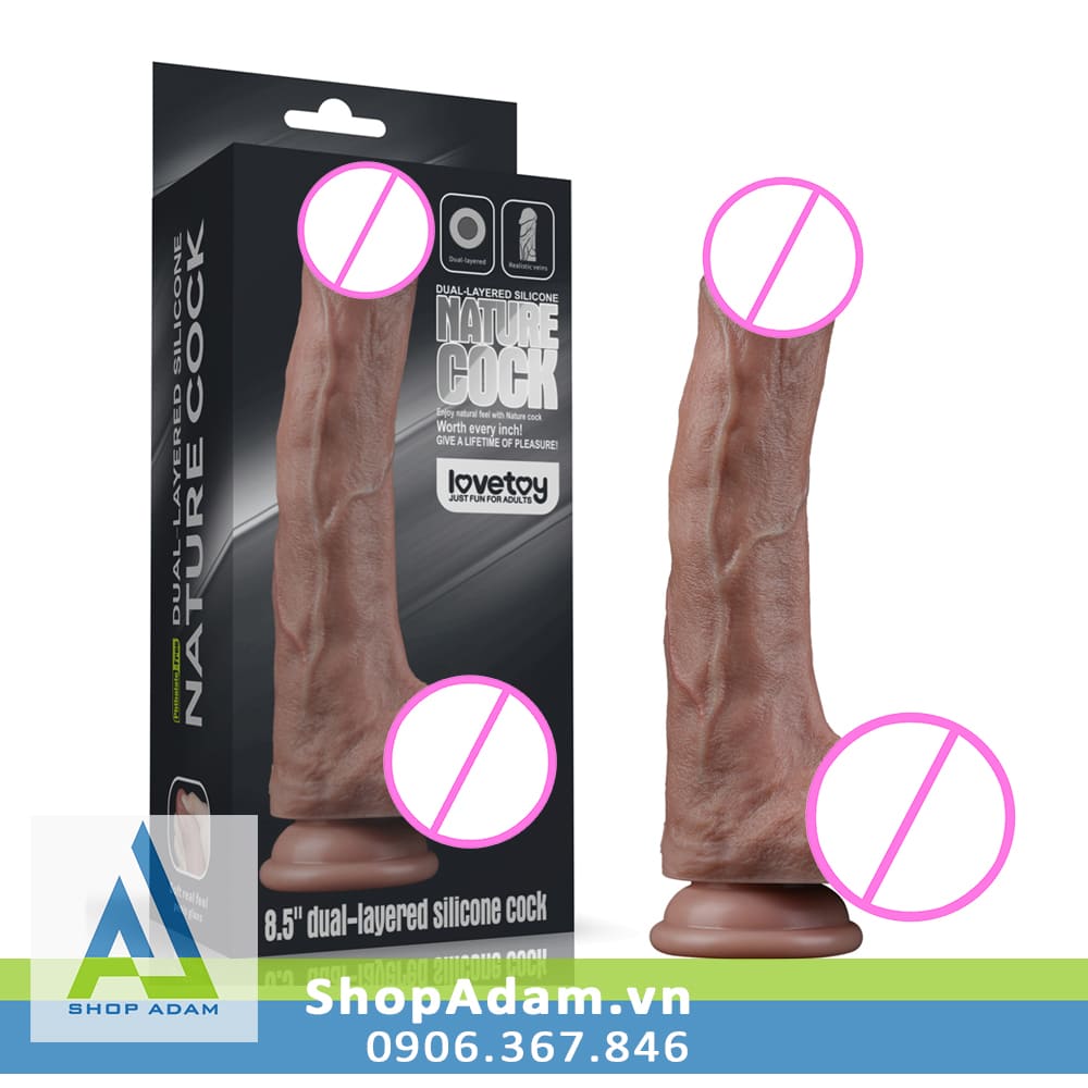 Dương vật giả hít tường silicon hai lớp Lovetoy Nature Cock 8.5 inch 
