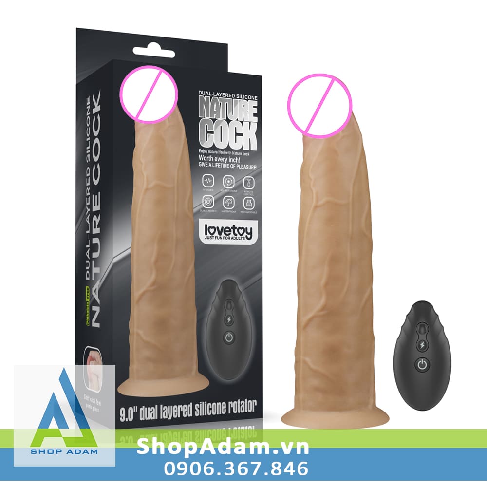 Dương vật giả siêu to rung ngoáy gắn tường Lovetoy Nature Cock 9 inch