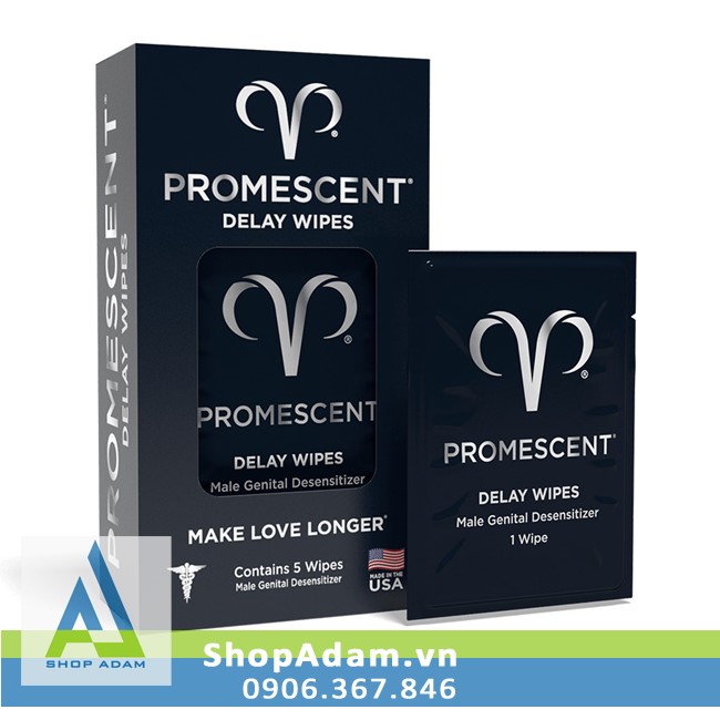 Khăn lau kéo dài thời gian cho nam Promescent Delay Wipes (5c)
