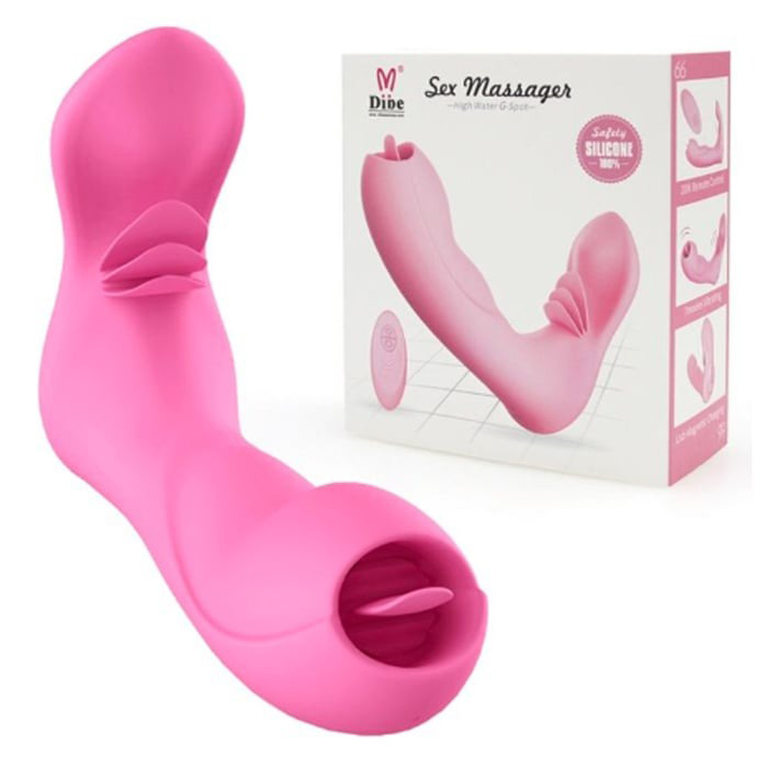 Sex toy nữ hai đầu rung liếm có sưởi ấm điều khiển từ xa Dibe Amanda 