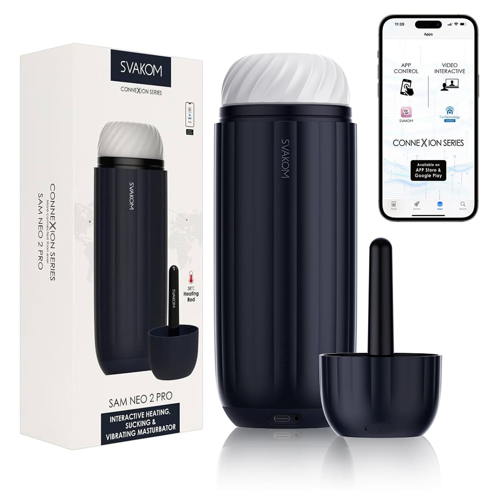 Máy thủ dâm nam rung mút có sưởi ấm kết nối App Svakom Sam Neo 2 Pro 