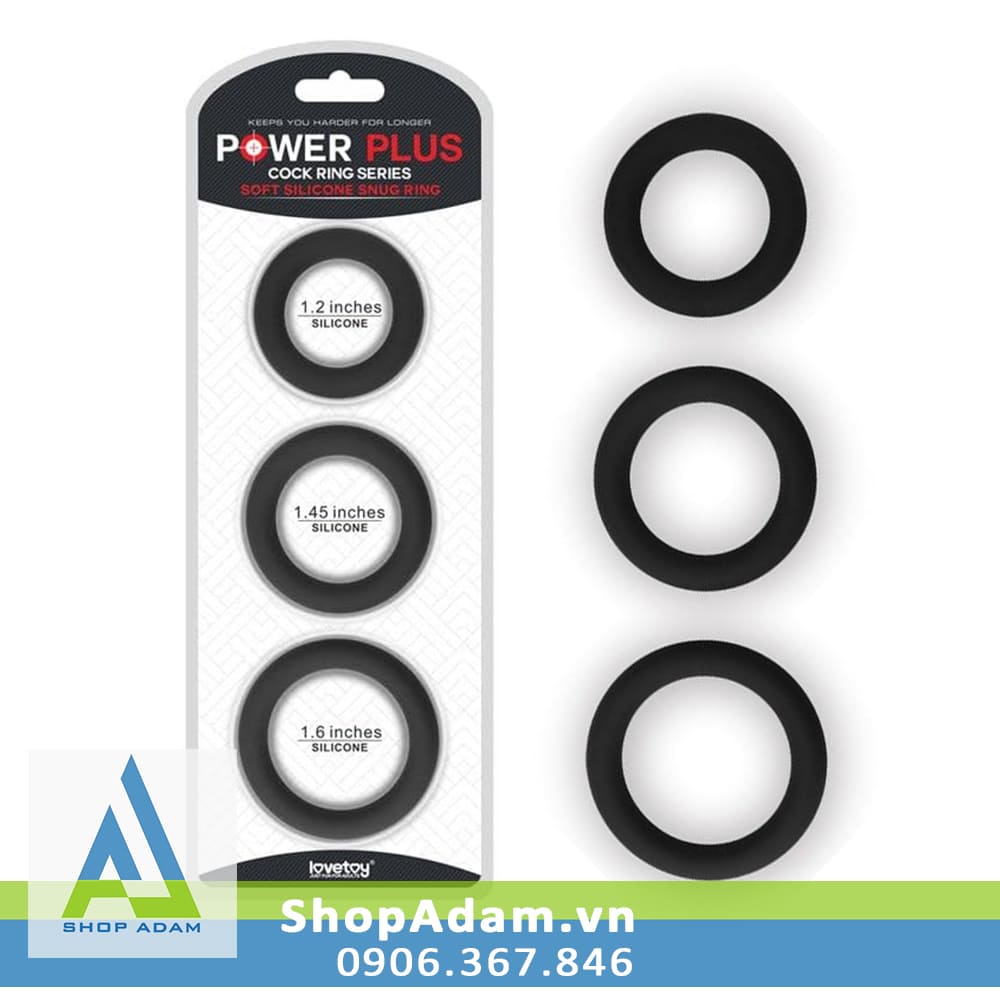 Vòng hãm dương silicone mềm mại Lovetoy Power Plus - 3 chiếc 