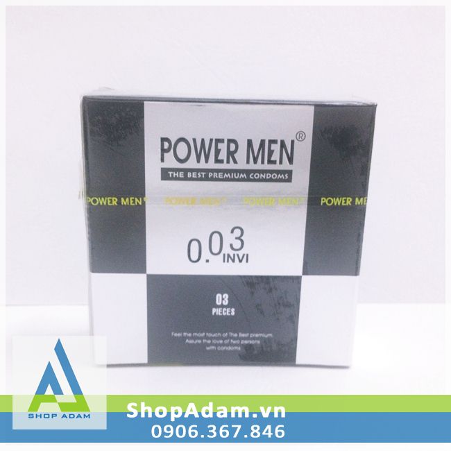 Bao cao su Power Men 0.03 Invi siêu mỏng (Hộp 3 chiếc)