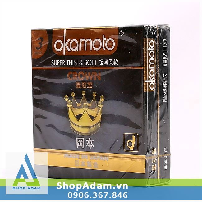 Bao cao su Nhật Bản siêu mỏng OKAMOTO Crown (Hộp 3 chiếc)