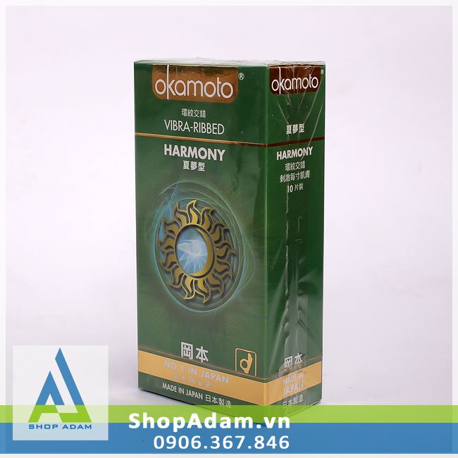 Bao cao su có gân OKAMOTO Harmony - Nhật Bản (Hộp 10 chiếc) 