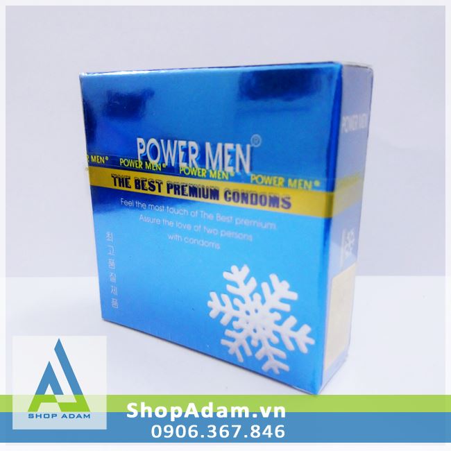 Bao cao su Power Men siêu mỏng 0.03 Invi hương bạc hà (Hộp 3 chiếc) 