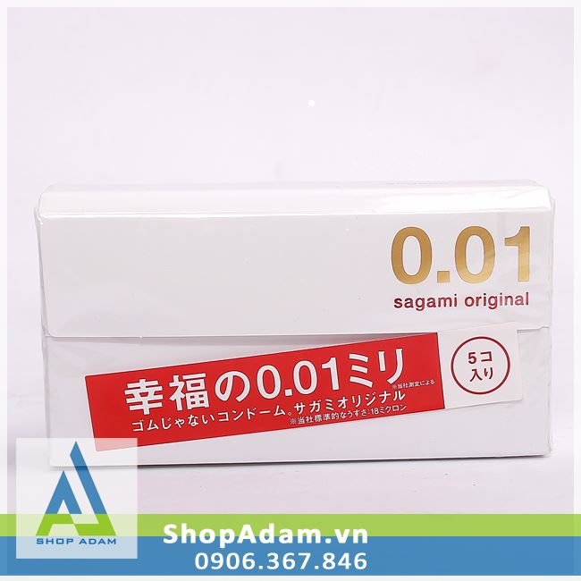 Bao cao su SAGAMI Original 0.01 mỏng nhất thế giới (Hộp 5 chiếc)