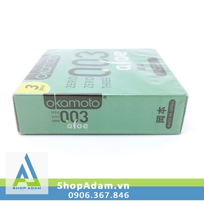 Bao cao su siêu mỏng Okamoto 0.03 Aloe hương nha đam