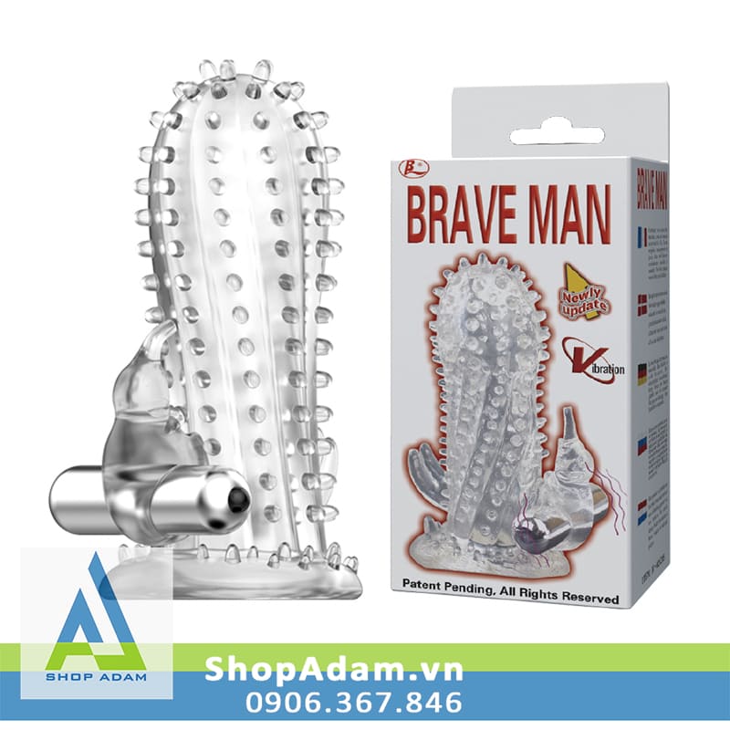 Bao cao su đôn dên size lớn gai to siêu rung Brave Man Bao cao su đôn dên size lớn gai to siêu rung Brave Man