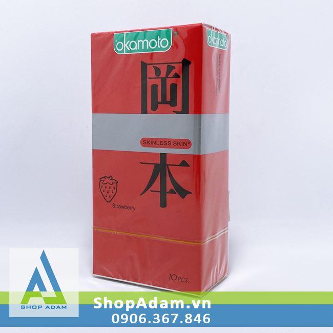Bao cao su hương dâu Strawberry Okamoto Nhật Bản