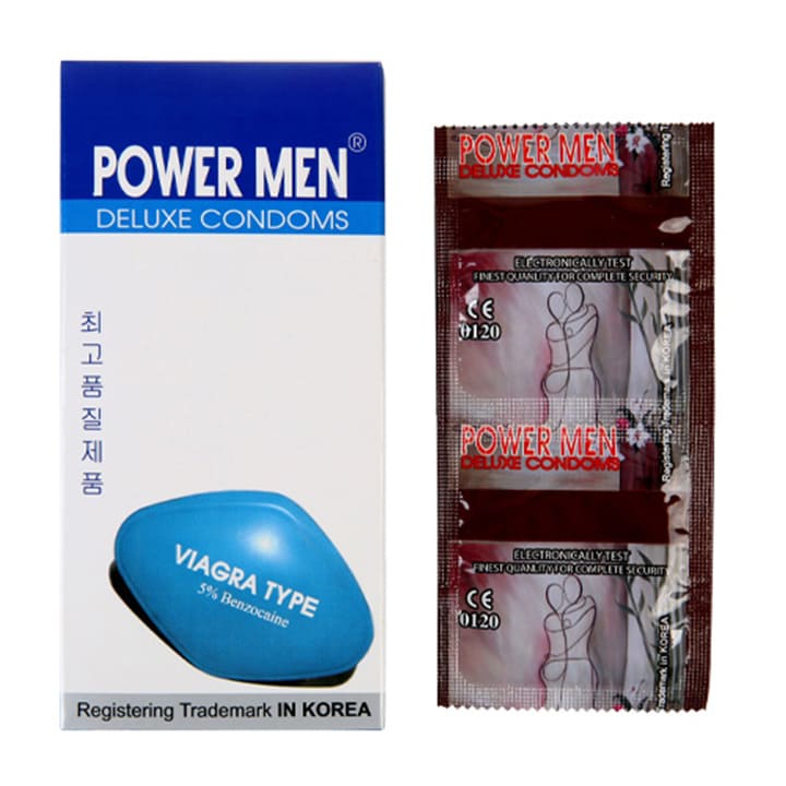 Bao cao su mỏng trơn kéo dài thời gian Power Men Viagra Type - 12s Bao cao su mỏng trơn kéo dài thời gian Power Men Viagra Type - 12s