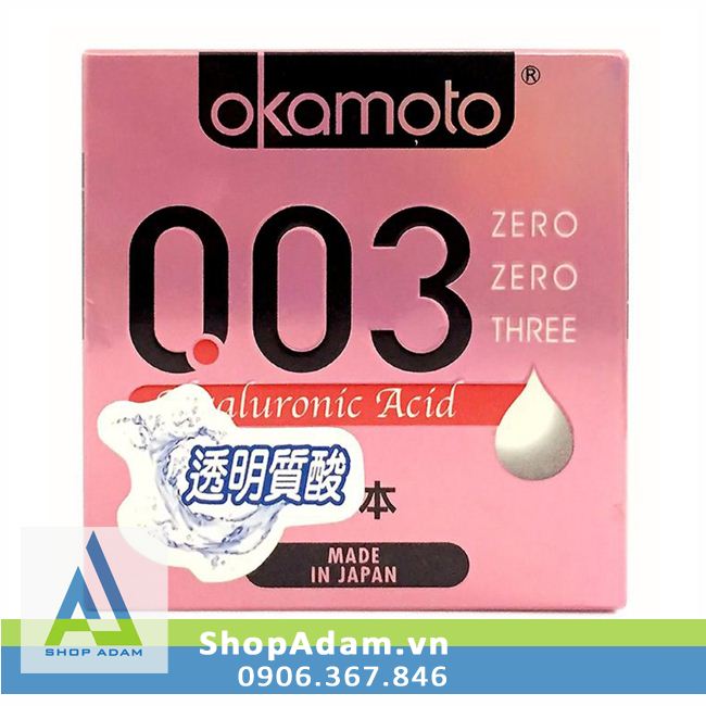 Bao Cao Su Okamoto 0.03 Hyaluronic Acid màu hồng