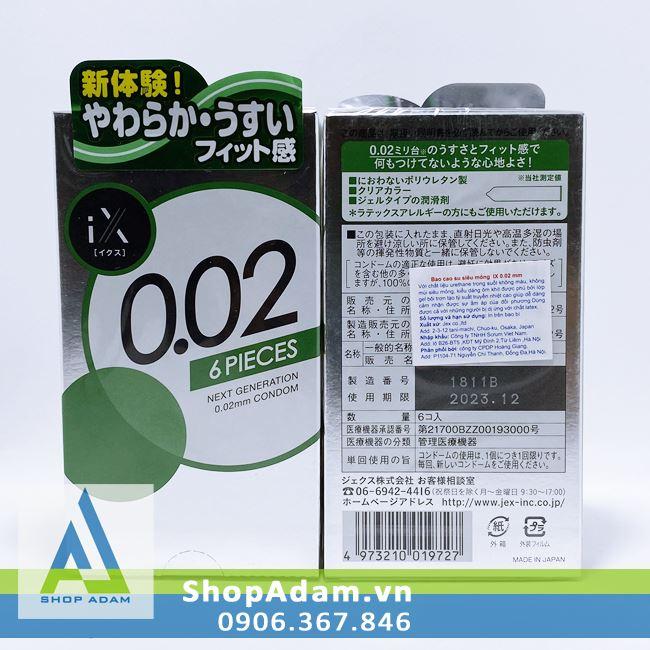 Bao cao su siêu mỏng 0.02 Jex IX 