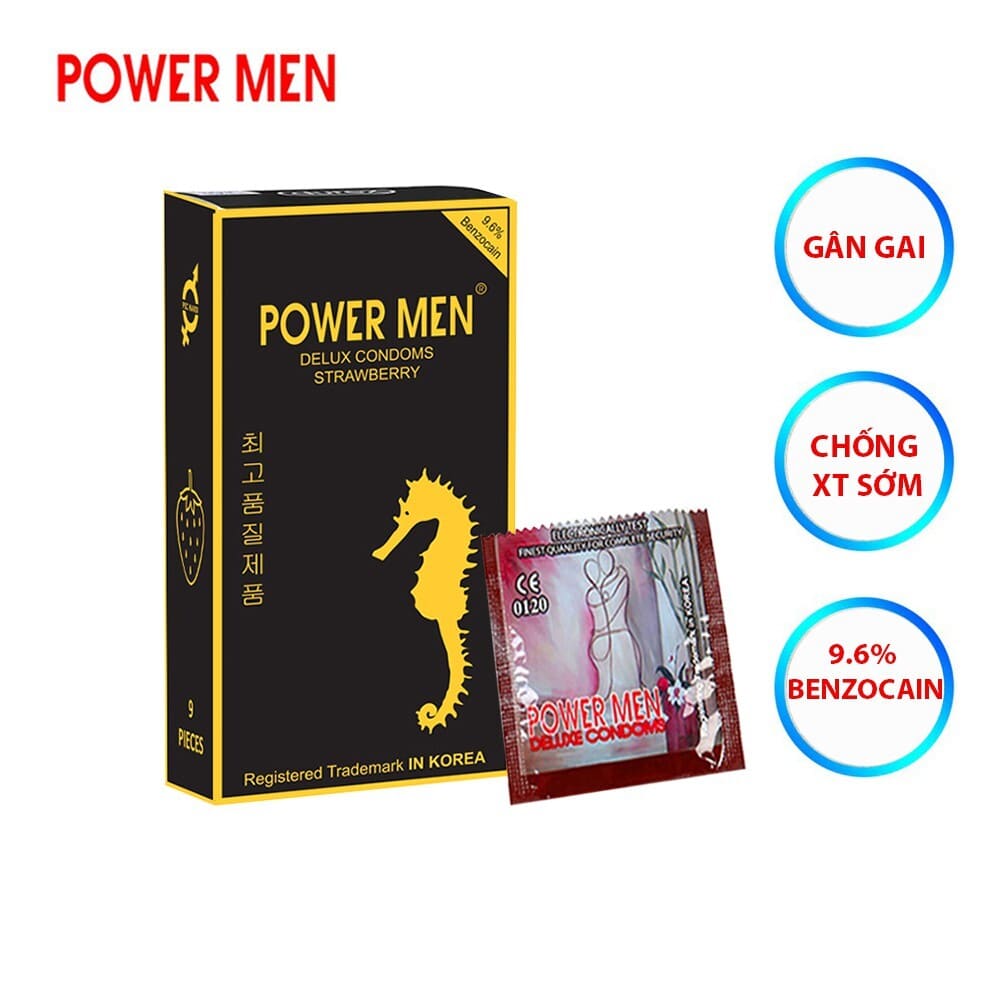 Bcs chống xts có gai gân hương dâu Power Men Delux Strawberry Bcs chống xts có gai gân hương dâu Power Men Delux Strawberry