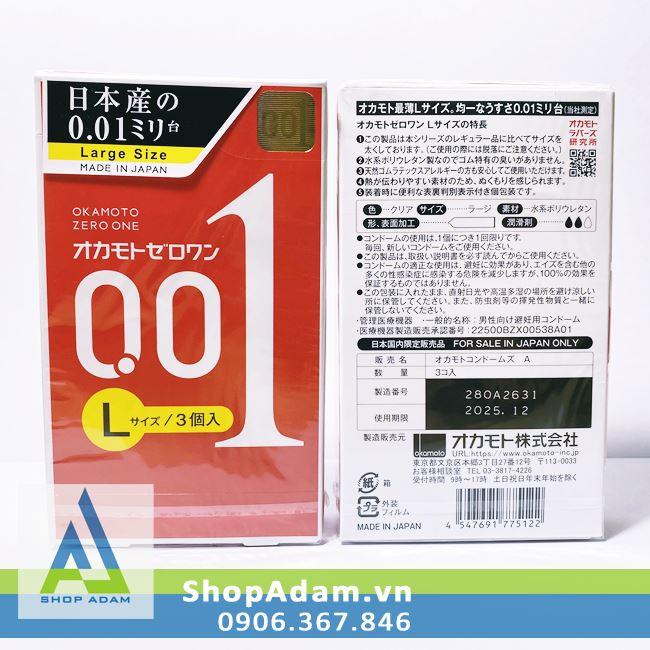 1ncs Okamoto 0.01 Large Size siêu mỏng cỡ lớn