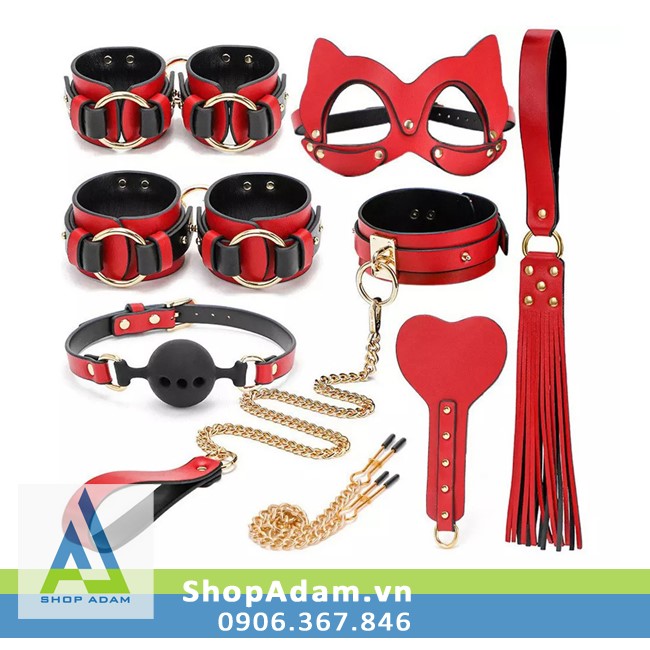 BDSM sextoy bạo dâm cao cấp 8 món màu đỏ