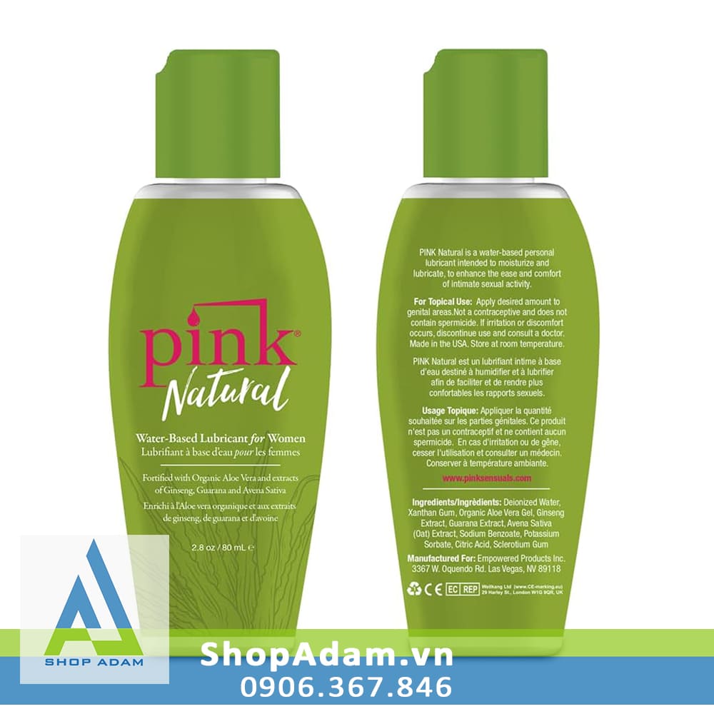 Dầu bôi trơn âm đạo gốc nước cao cấp Pink Natural USA - 80ml Dầu bôi trơn âm đạo gốc nước cao cấp Pink Natural USA - 80ml