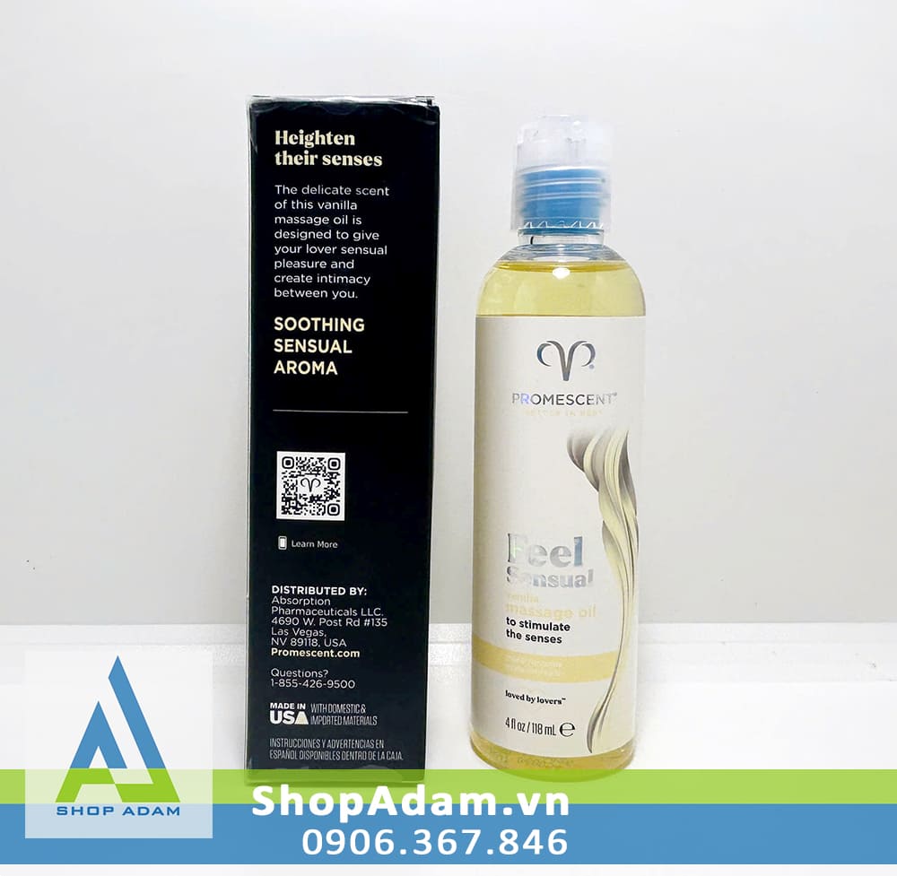 Dầu mát xa ấm nóng hương vani Promescent Vanilla - 118ml