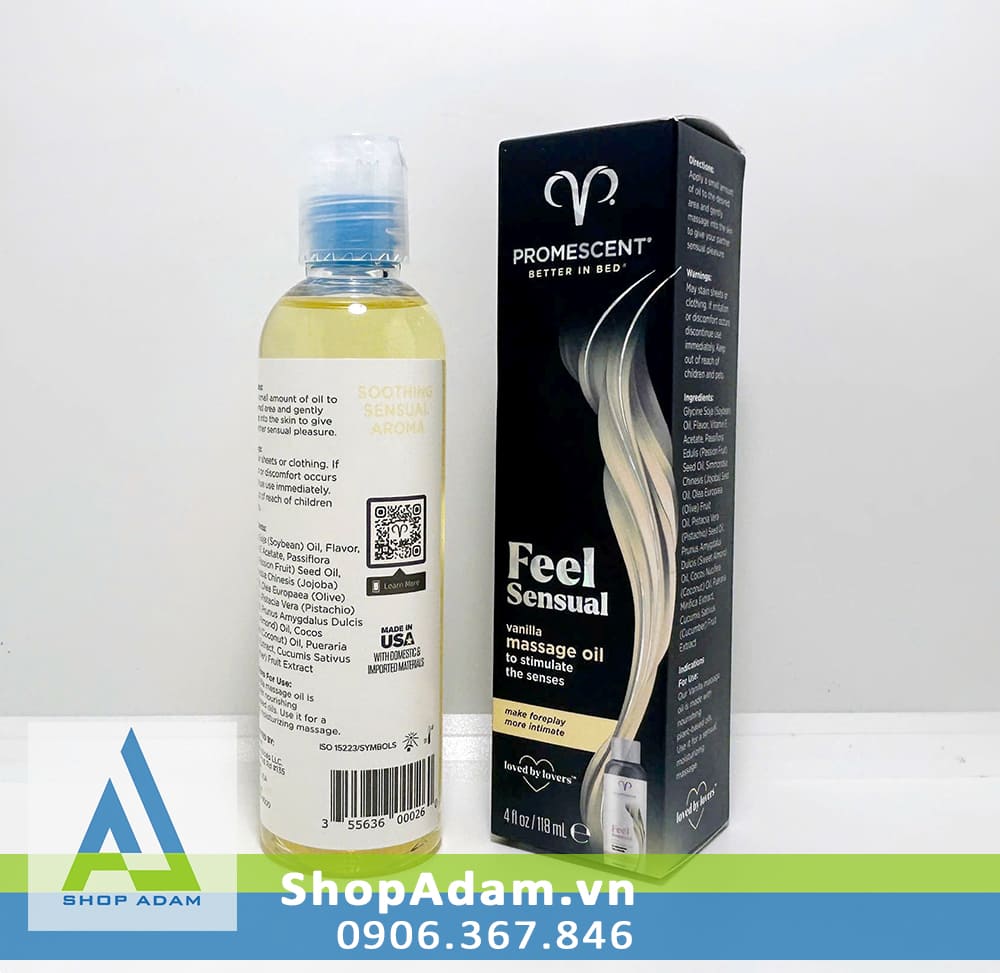 Dầu mát xa ấm nóng hương vani Promescent Vanilla - 118ml