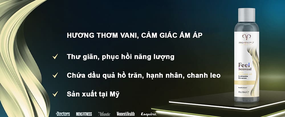 Dầu mát xa ấm nóng hương vani Promescent Vanilla - 118ml