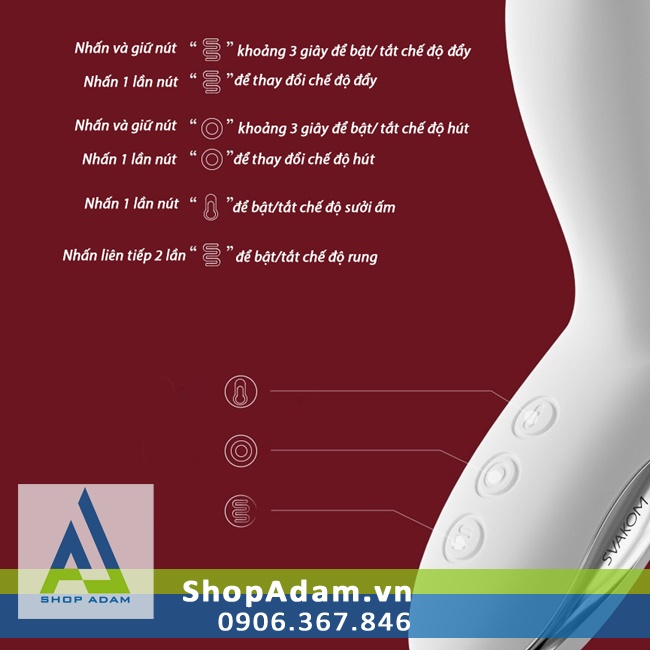 Dương Vật 2 Đầu Rung Hút Đẩy Siêu Mạnh Có Tạo Ấm Svakom Veromca