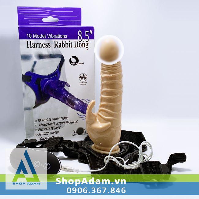 Dương vật dây đeo có rung cho Les Harness Rabbit Dong