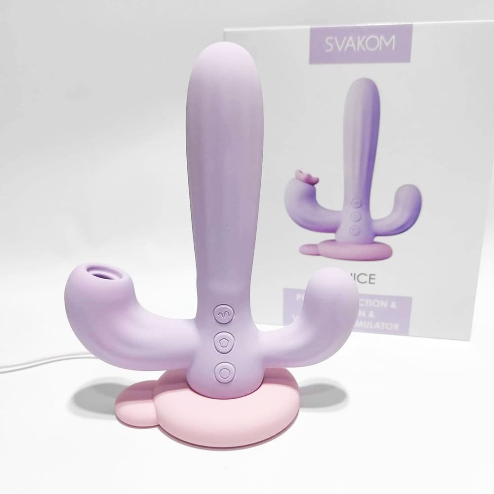 Dương vật giả 3 nhánh xương rồng bú mút Svakom Bernice