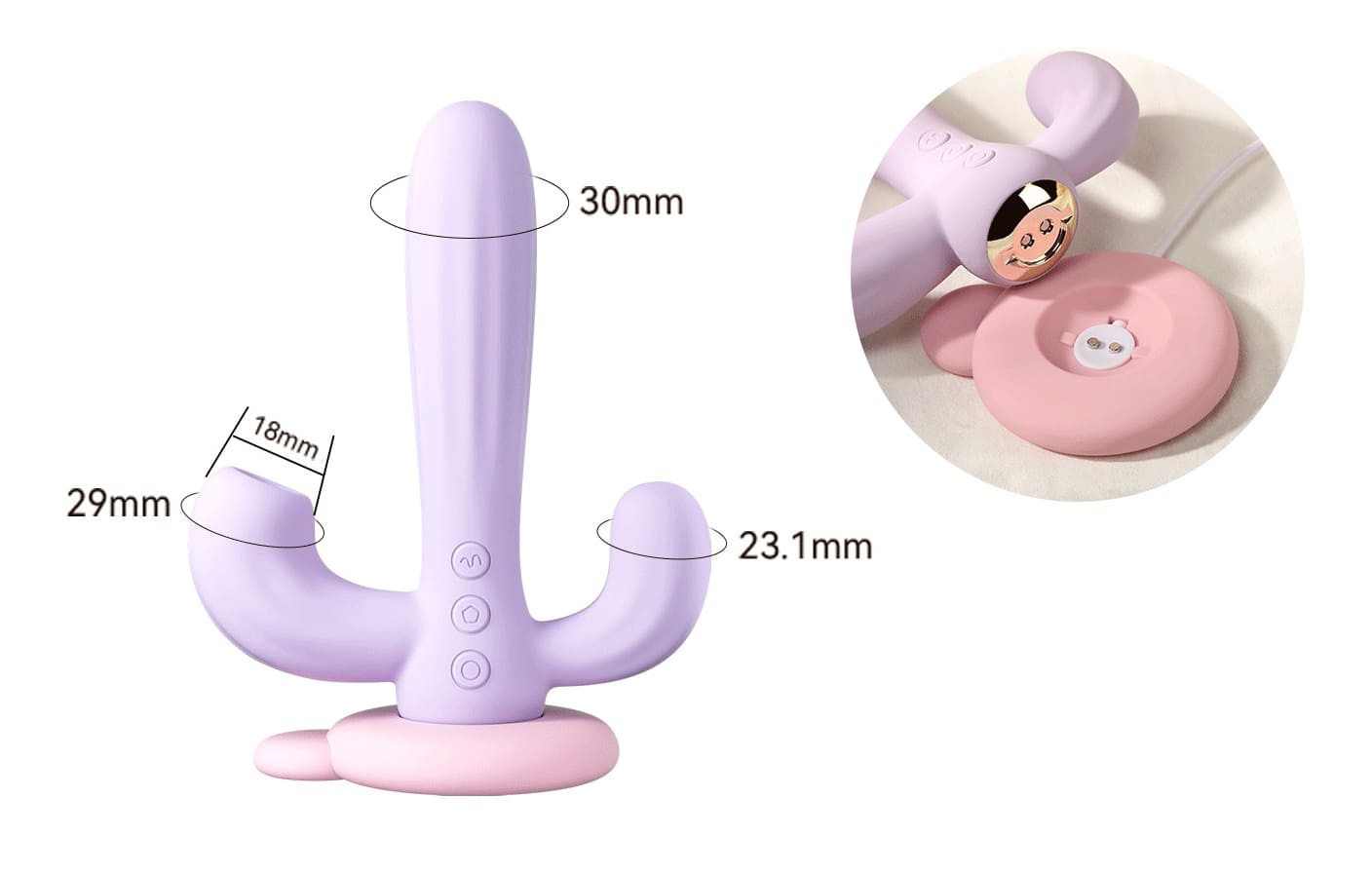 Dương vật giả 3 nhánh xương rồng bú mút Svakom Bernice