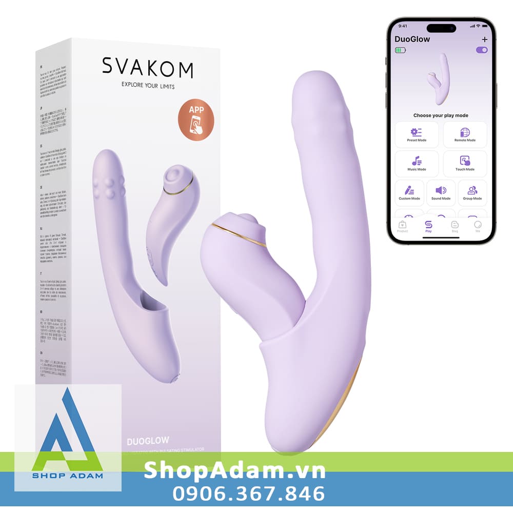Dương vật giả rung thụt xoay đẩy có sưởi ấm kết nối App Svakom Duoglow Dương vật giả rung thụt xoay đẩy có sưởi ấm kết nối App Svakom Duoglow