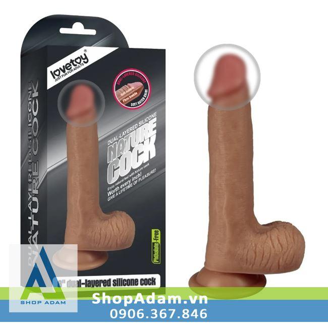 Dương vật giả silicon gắn tường 2 lớp như thật Lovetoy