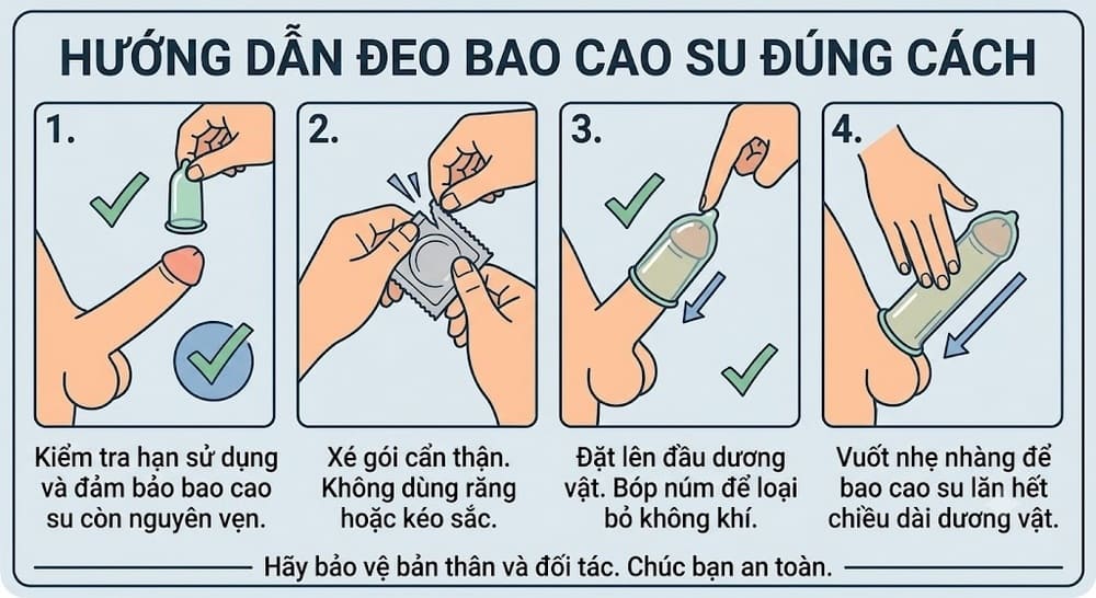 Hướng dẫn đeo bao cao su đúng cách Hướng dẫn đeo bao cao su đúng cách