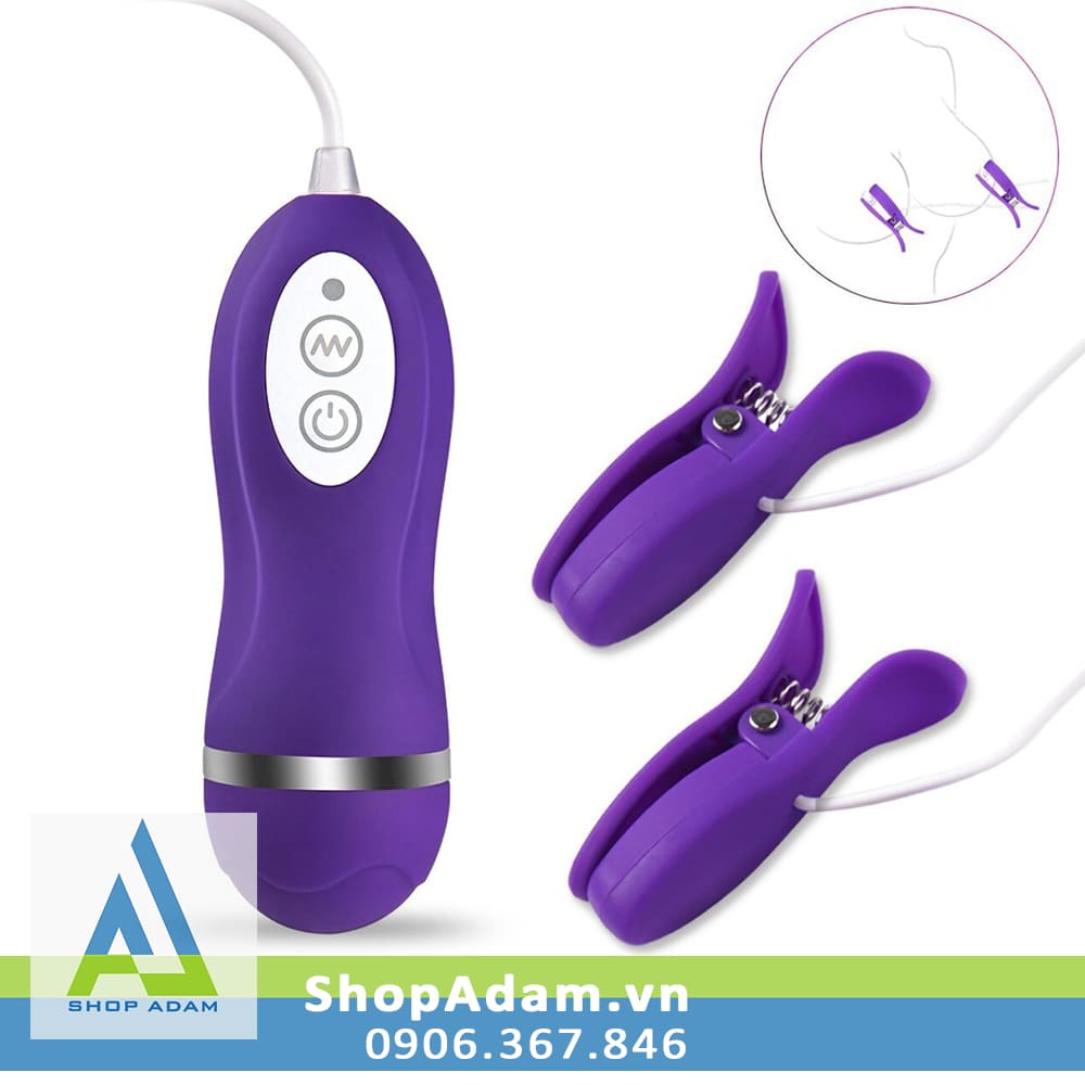 Kẹp núm vú 2 đầu có rung 10 chế độ Omysky Kẹp núm vú 2 đầu có rung 10 chế độ Omysky