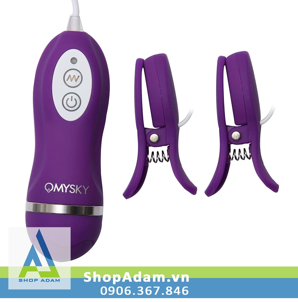 Kẹp núm vú 2 đầu có rung 10 chế độ Omysky Kẹp núm vú 2 đầu có rung 10 chế độ Omysky