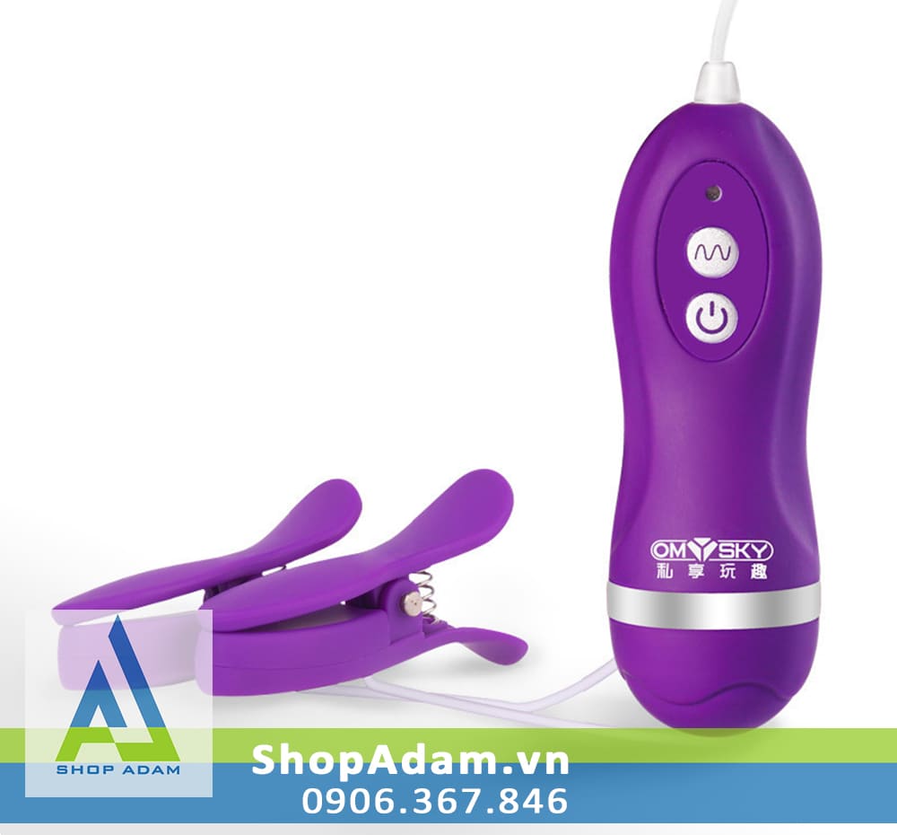 Kẹp núm vú 2 đầu có rung 10 chế độ Omysky Kẹp núm vú 2 đầu có rung 10 chế độ Omysky