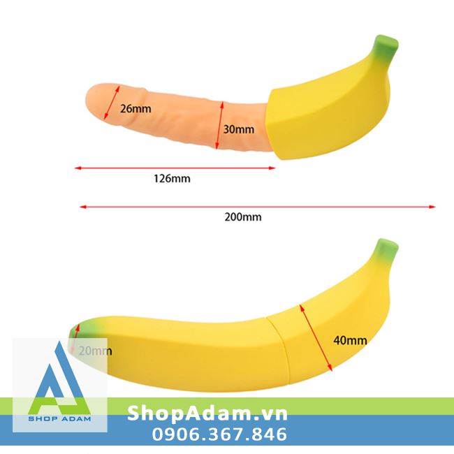 Kích thước MOYLAN BANANA dương vật giả hình chuối có rung 7 chế độ