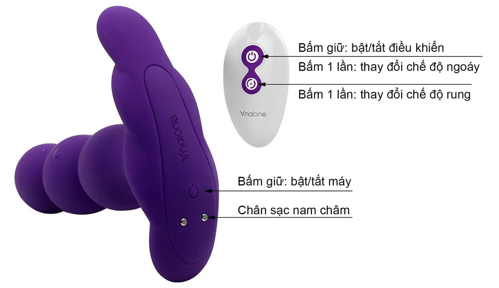 Máy matxa hậu môn rung ngoáy điều khiển từ xa Nalone Pearl