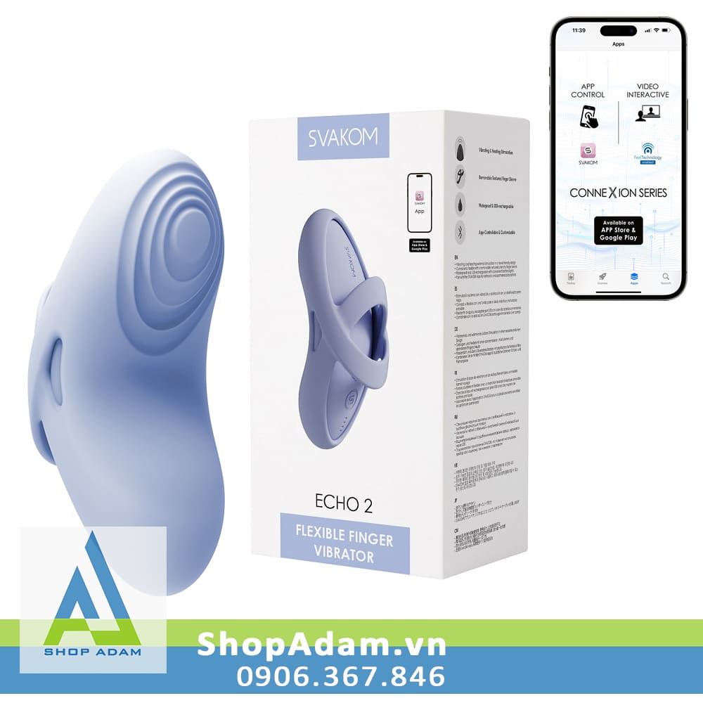 Máy rung âm vật mini đeo ngón tay có sưởi ấm kết nối App Svakom Echo 2 Máy rung âm vật mini đeo ngón tay có sưởi ấm kết nối App Svakom Echo 2