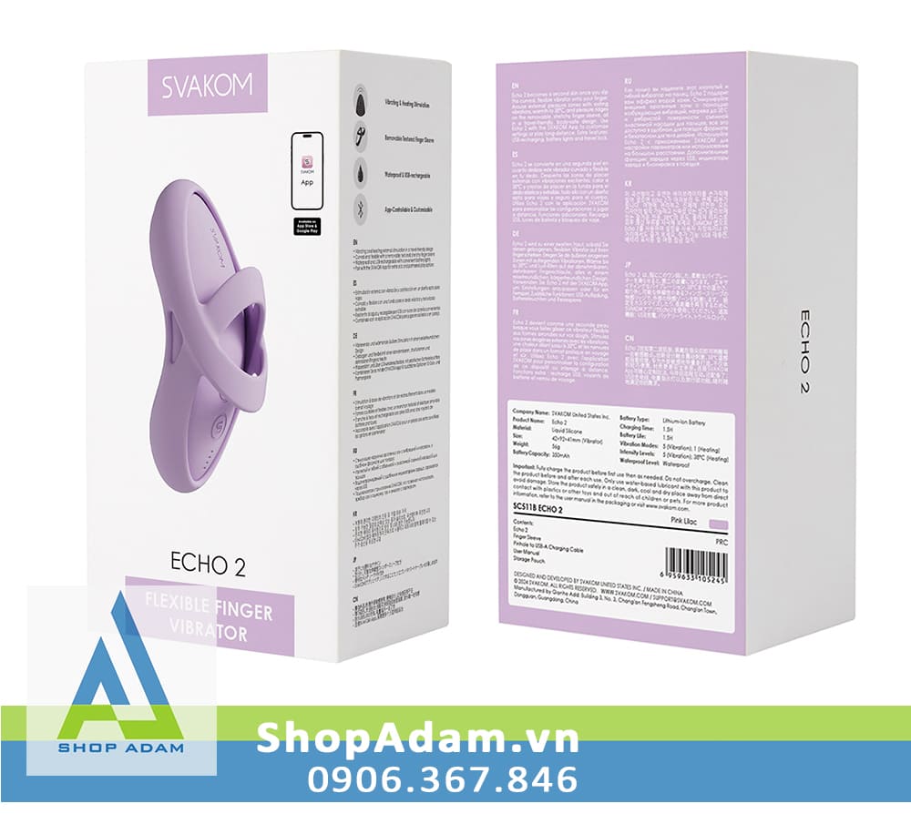 Máy rung âm vật mini đeo ngón tay có sưởi ấm kết nối App Svakom Echo 2 Máy rung âm vật mini đeo ngón tay có sưởi ấm kết nối App Svakom Echo 2