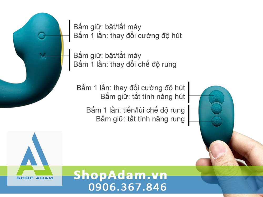 Máy rung bú mút điều khiển từ xa cho nữ Zemalia Tara